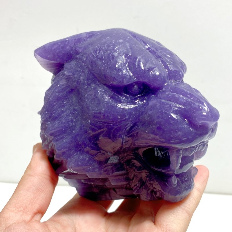 Lepidolite Wolf Head Carving Wholesale - Wholesale Crystals