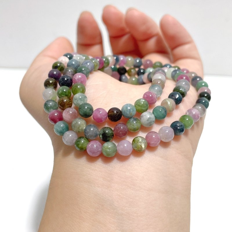 Mini Beads 5mm Colorful Tourmaline 3 - Loop Bracelets Wholesale - Wholesale Crystals