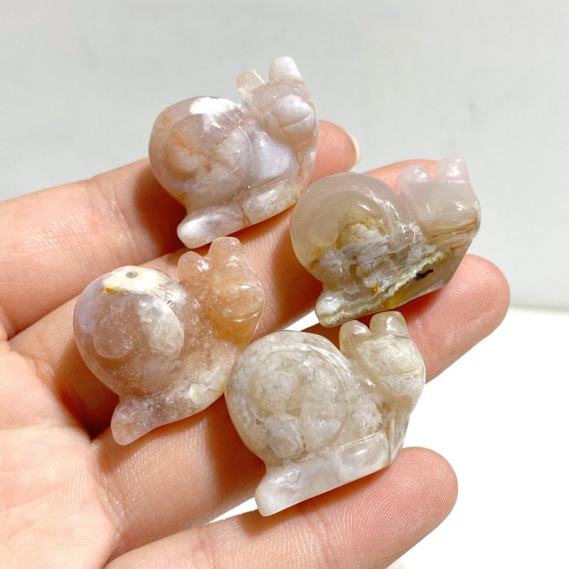 Mini Sakura Flower Agate Snail Carving Wholesale - Wholesale Crystals