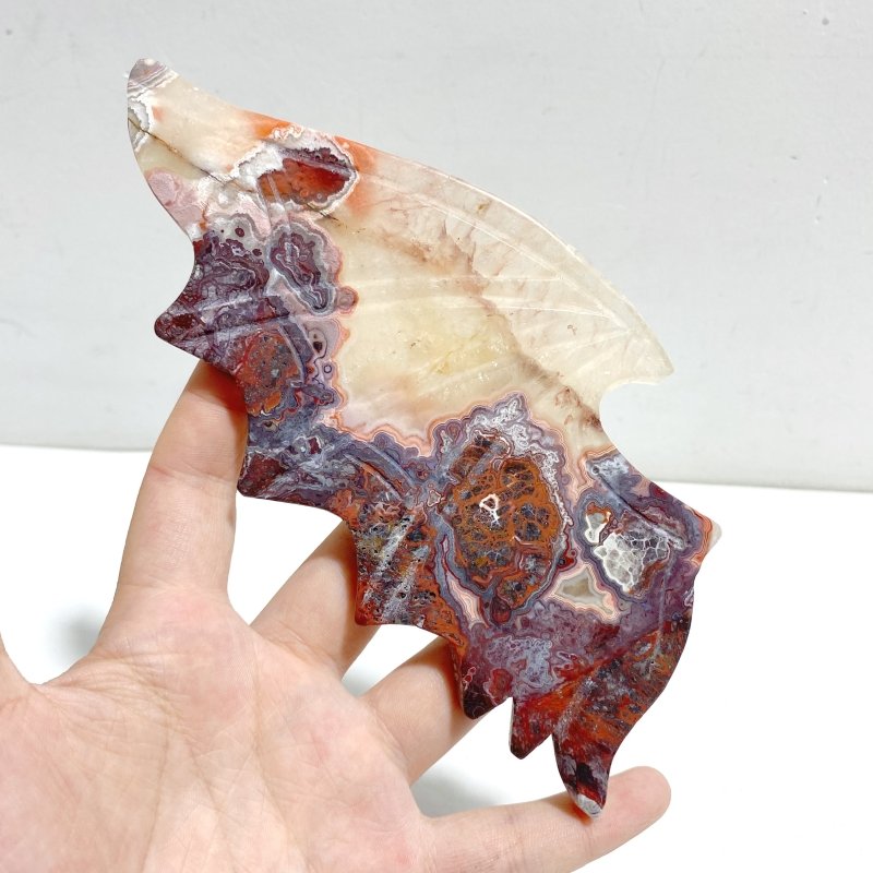 Morocco Agate Demon And Angel Wing Carving With Stand - Wholesale Crystals