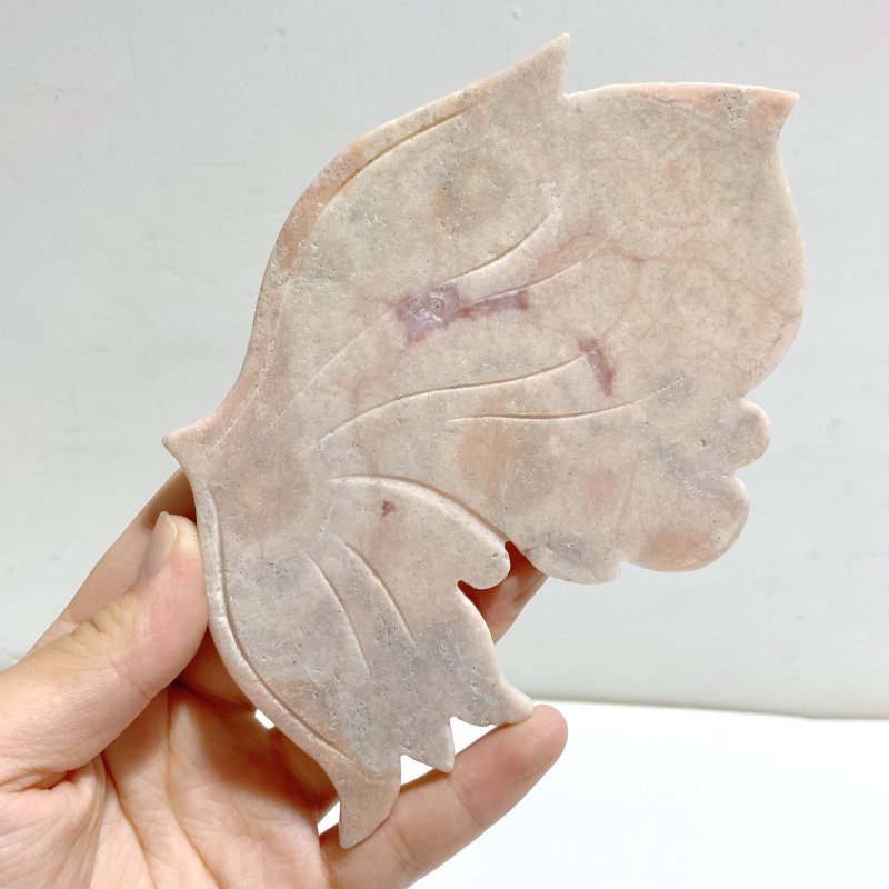 Pink Agate Butterfly Wing Carving With Stand -Wholesale Crystals