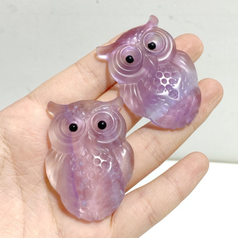 Purple Fluorite Crystal Owl Carving Wholesale -Wholesale Crystals