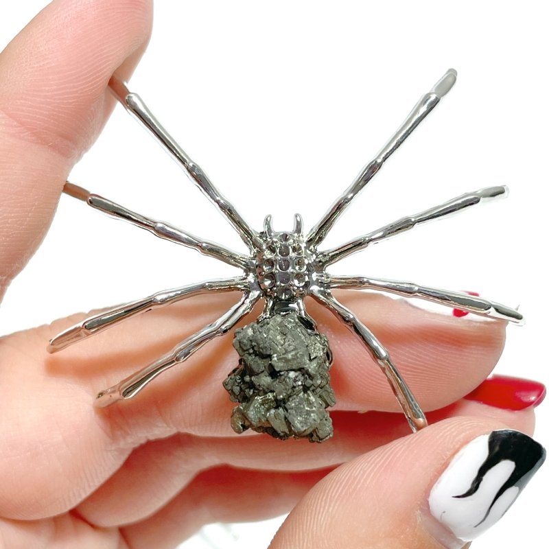 Raw Pyrite Spider Ornament Handmade Alloy Spider Wholesale - Wholesale Crystals