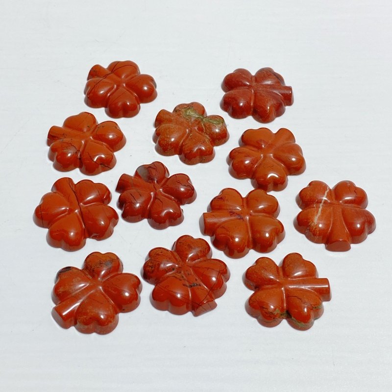 Red Jasper Green Aventurine Four Leaf Clover Carving Wholesale -Wholesale Crystals
