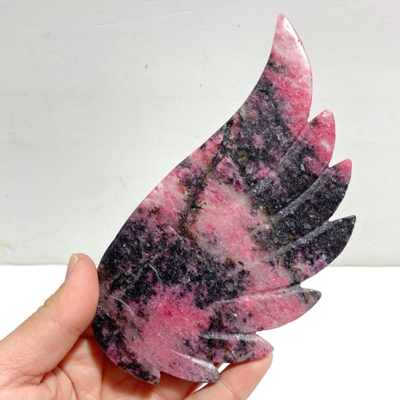 Rhodonite Wing Carving With Stand - Wholesale Crystals