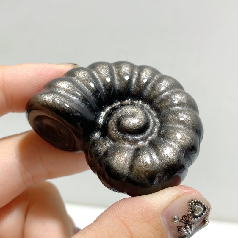 Silver Sheen Obsidian Conch Carving Wholesale -Wholesale Crystals