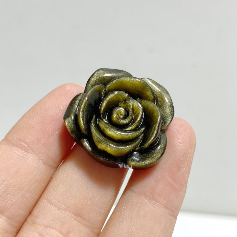 Silver Sheen Obsidian & Gold Sheen Obsidian Flower Carving Wholesale -Wholesale Crystals