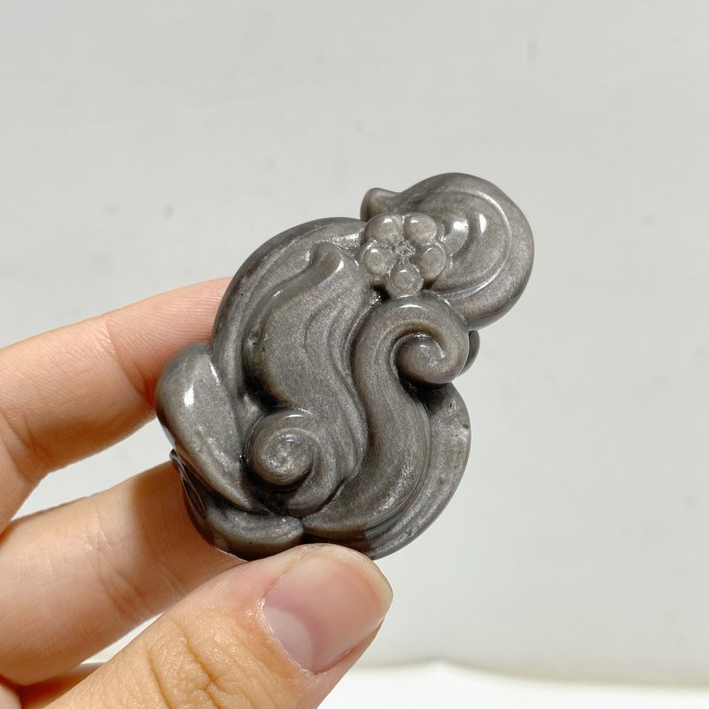 Silver Sheen Obsidian Nine-tailed Fox Carving Wholesale -Wholesale Crystals