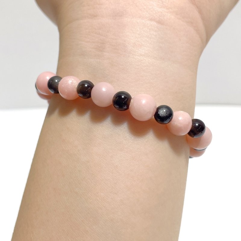 Silver Sheen Obsidian Pink Opal DIY Bracelet Wholesale Original Design - Wholesale Crystals