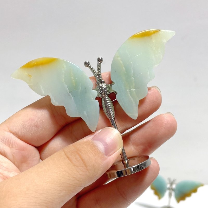 Small Caribbean Calcite Butterfly Carving With Stand Wholesale - Wholesale Crystals