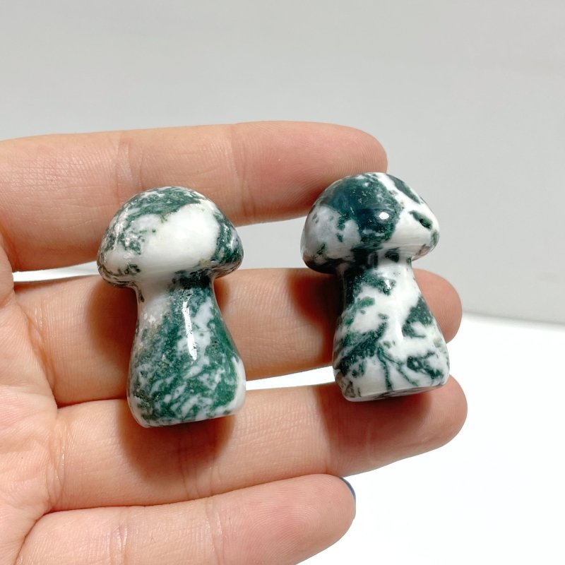 Small Moss Agate Mushroom Carving Wholesale - Wholesale Crystals