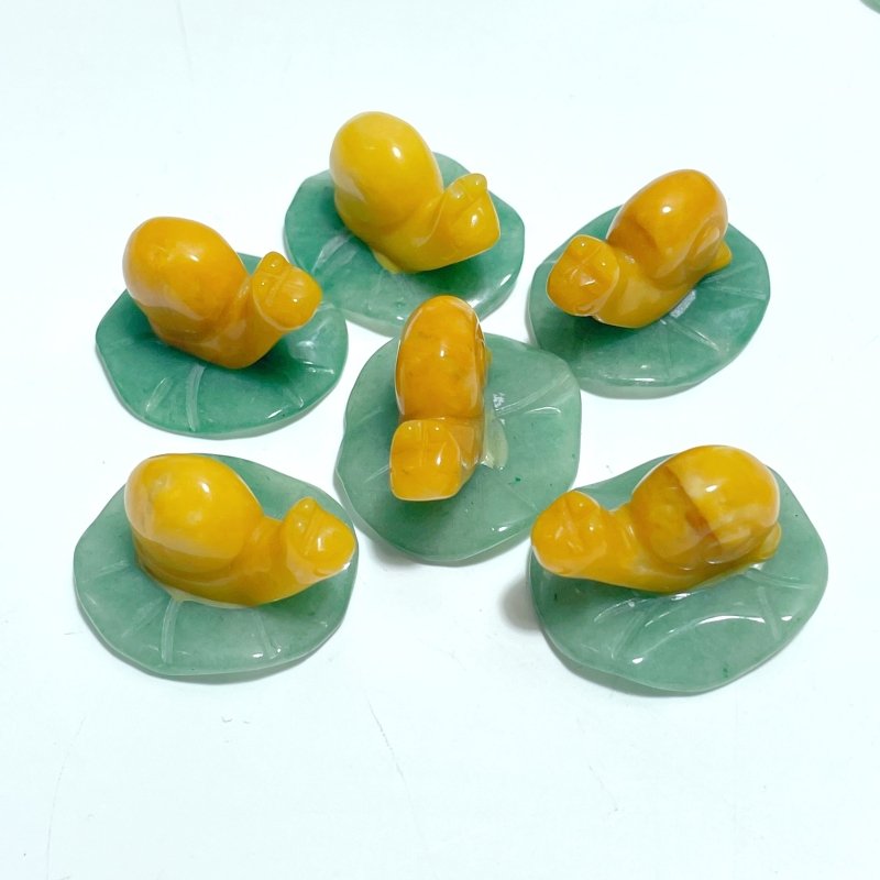 Snail On Leaf Mini Carving Wholesale Tiger Eye Green Aventurine - Wholesale Crystals