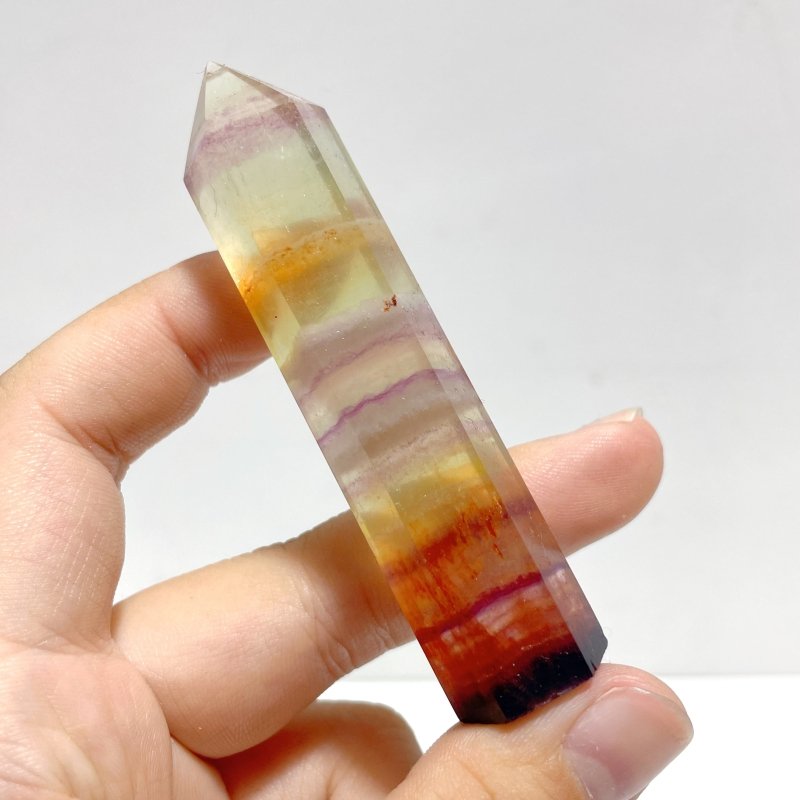 Stripe Colorful Fluorite Mixed Hematite Tower Point Wholesale - Wholesale Crystals