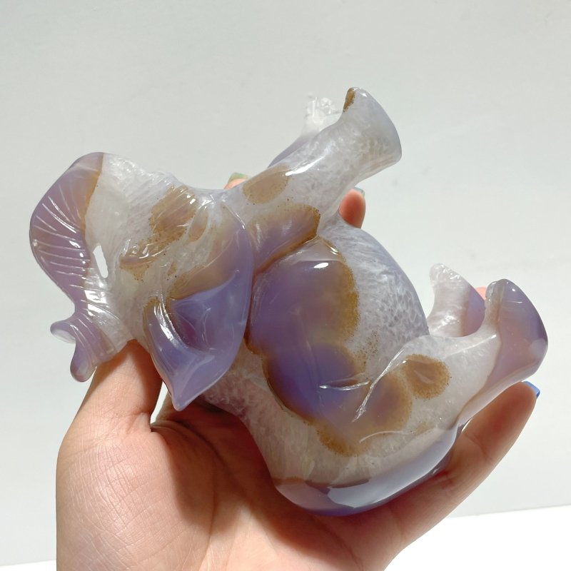Unique 2 pieces Geode Agate Druzy Elephant Carving - Wholesale Crystals