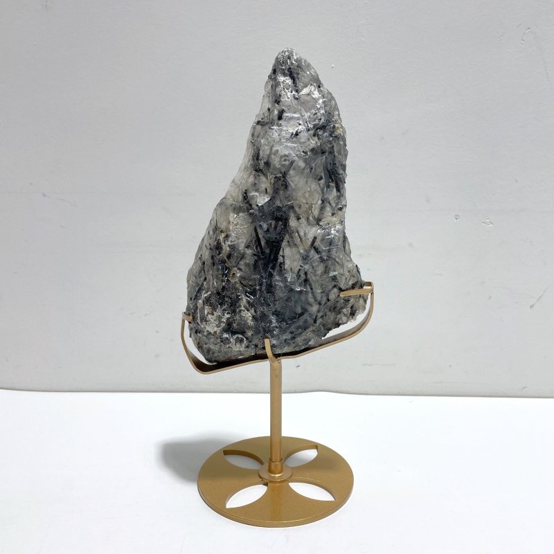 Unique Black Tourmaline Slab With Stand 1 - Wholesale Crystals