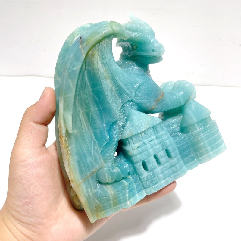 Unique Caribbean Calcite Flying Dragon Castle Carving - Wholesale Crystals
