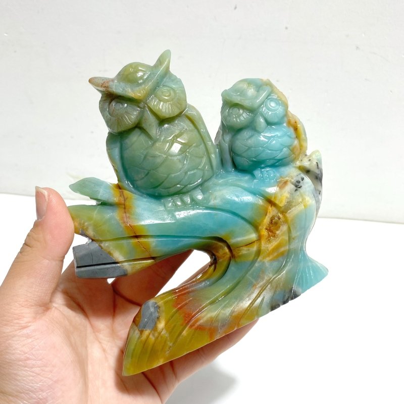 Unique Caribbean Calcite Owl Carving - Wholesale Crystals