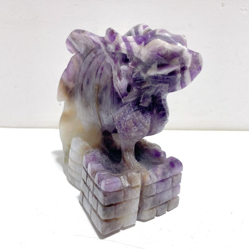 Unique Chevron Amethyst Dragon Castle Carving - Wholesale Crystals