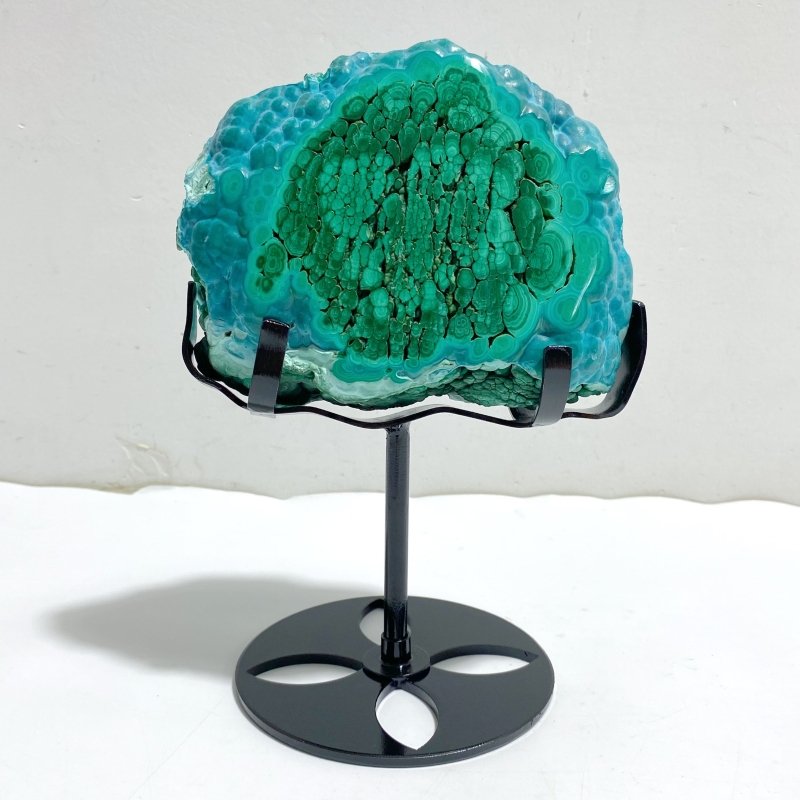 Unique Chrysocolla Mixed Malachite Specimen Raw Bottom With Stand -Wholesale Crystals