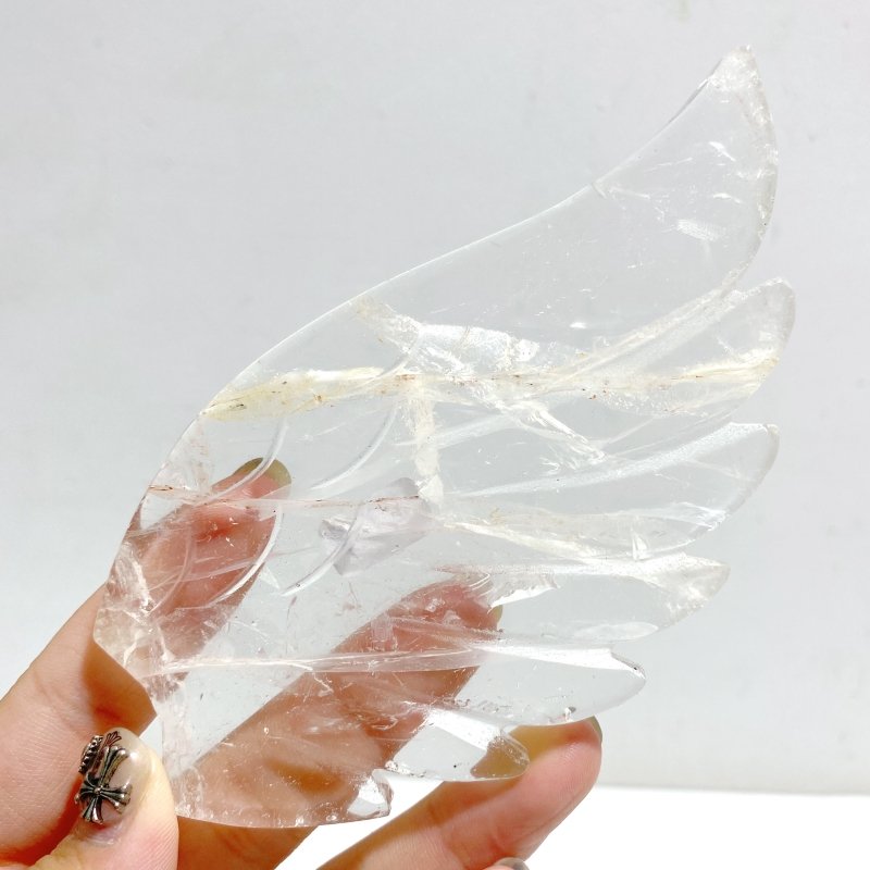 Unique Clear Quartz Heart Wing Carving With Stand -Wholesale Crystals