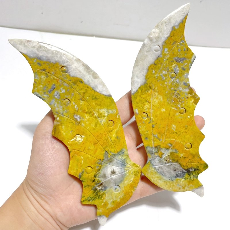 Unique Crazy Agate Flying Dragon Wing Carving With Stand - Wholesale Crystals