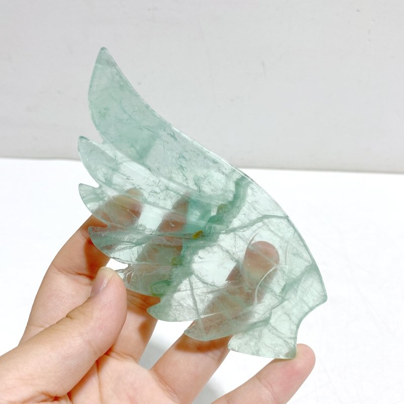 Unique Fluorite Heart Wing Carving With Stand - Wholesale Crystals