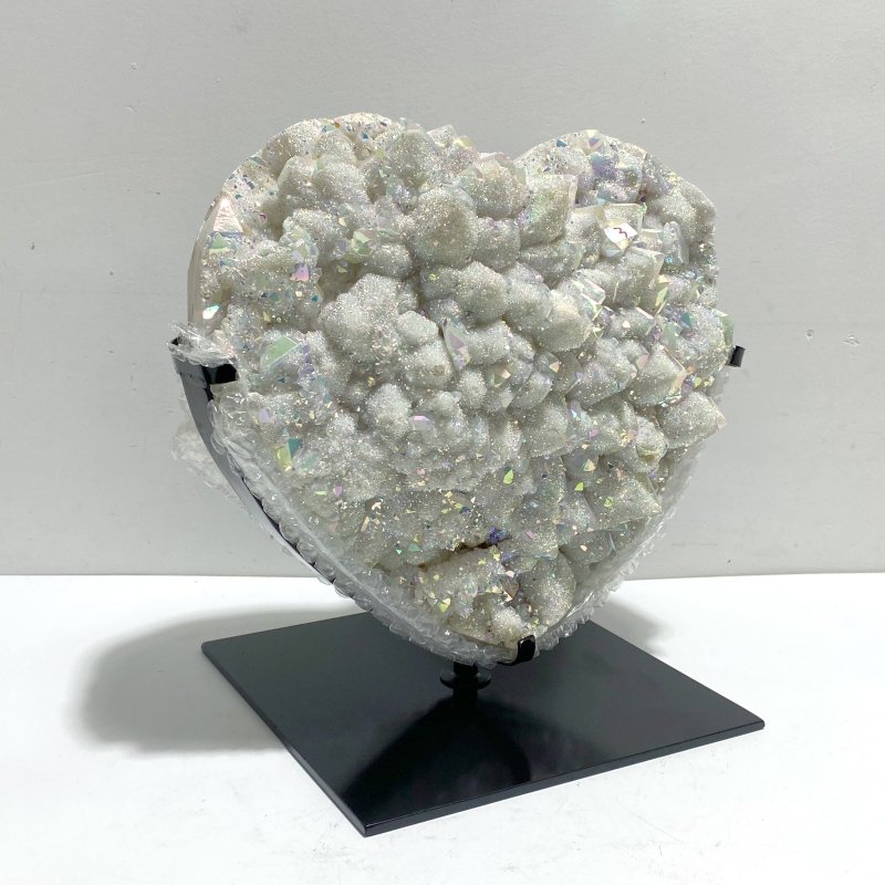 Unique Large Aura Quartz Cluster Heart With Stand 4 - Wholesale Crystals