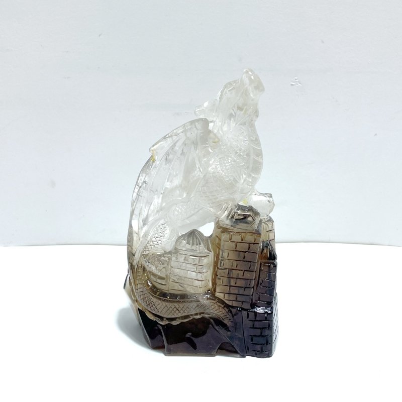 Unique Smoky Quartz Flying Dragon Castle Carving - Wholesale Crystals