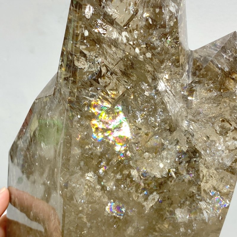 Unique Smoky Quartz Point With Rainbow With Stand - Wholesale Crystals