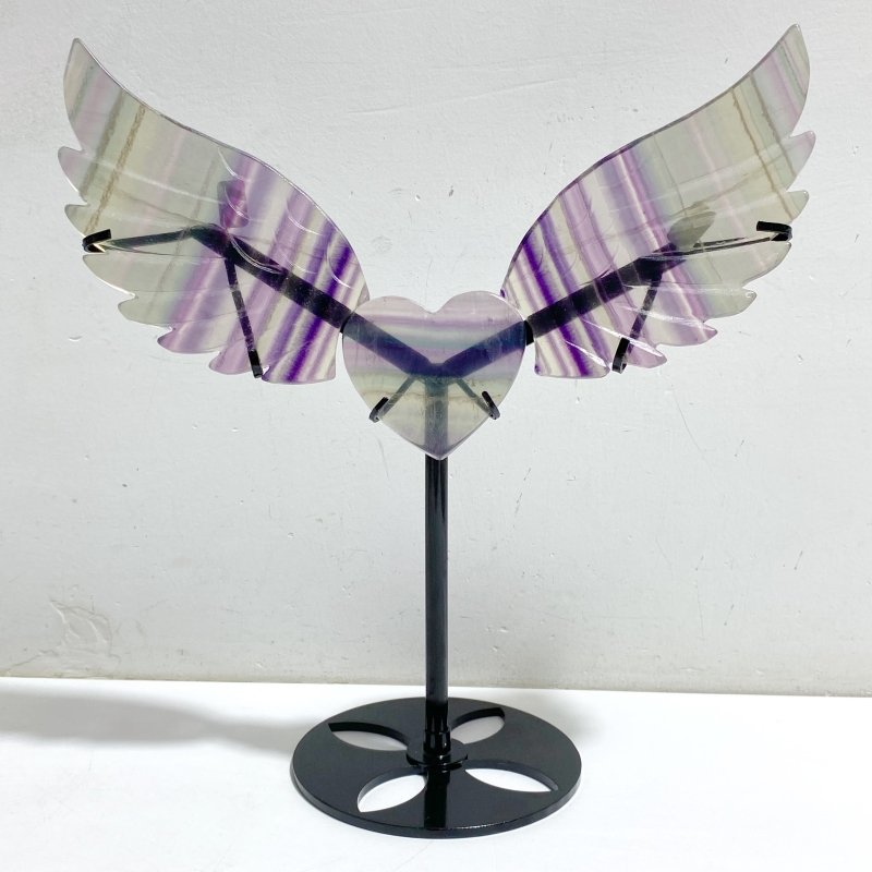 Unique Symmetrical Fluorite Heart Wing Carving With Stand -Wholesale Crystals