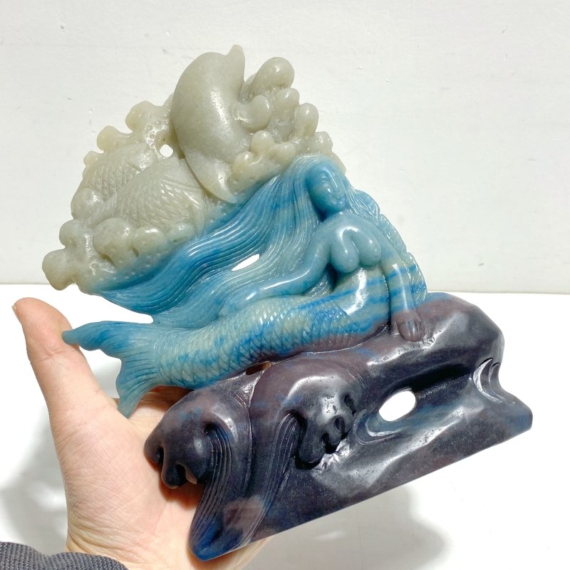 Unique Trolleite Stone Mermaid Dolphin Fish Carving - Wholesale Crystals