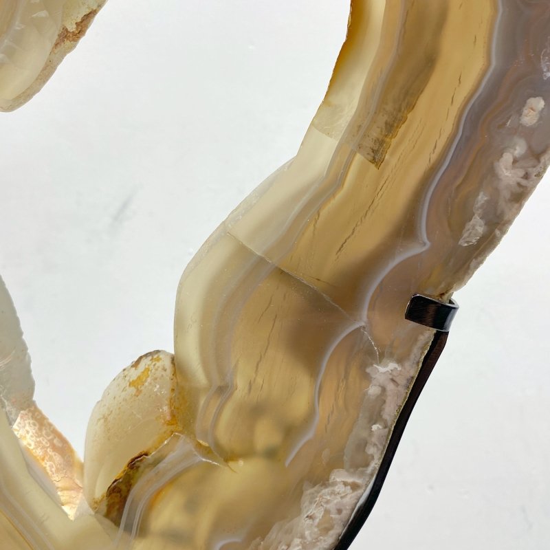 Very Large Beautiful Geode Druzy Sakura Flower Agate Butterfly Wing Carving With Stand 2 (Sea Freight Only) -Wholesale Crystals
