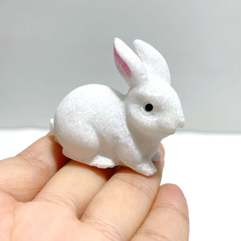 White Marbe Rabbit Carving Wholesale - Wholesale Crystals