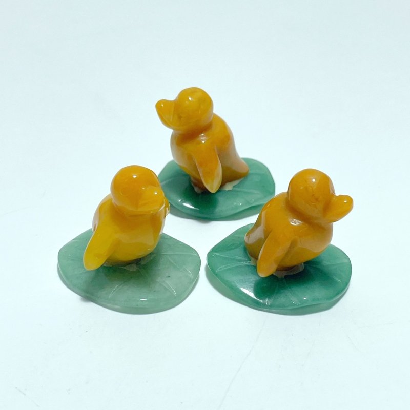 Yellow Agate Duck On Leaf Mini Carving Wholesale - Wholesale Crystals