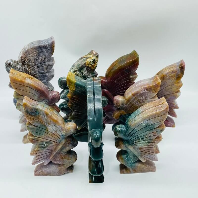 10 Pieces Beautiful Ocean Jasper Butterfly Fairy Carving -Wholesale Crystals