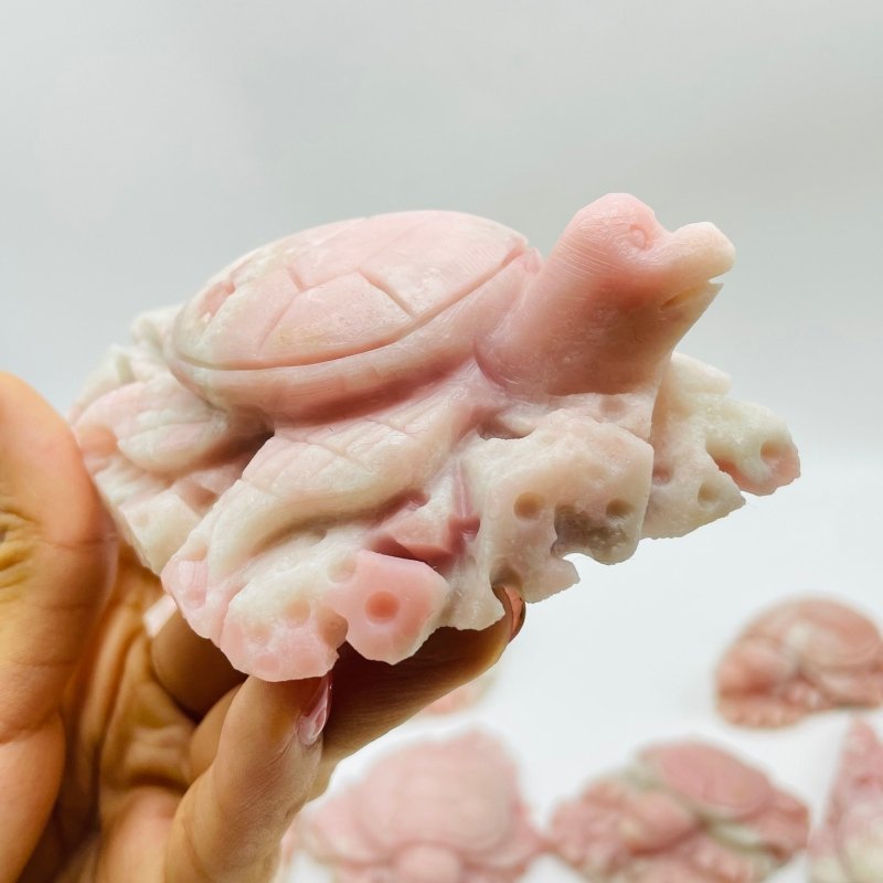 10 Pieces Beautiful Pink Opal Sea Turtle Carving -Wholesale Crystals