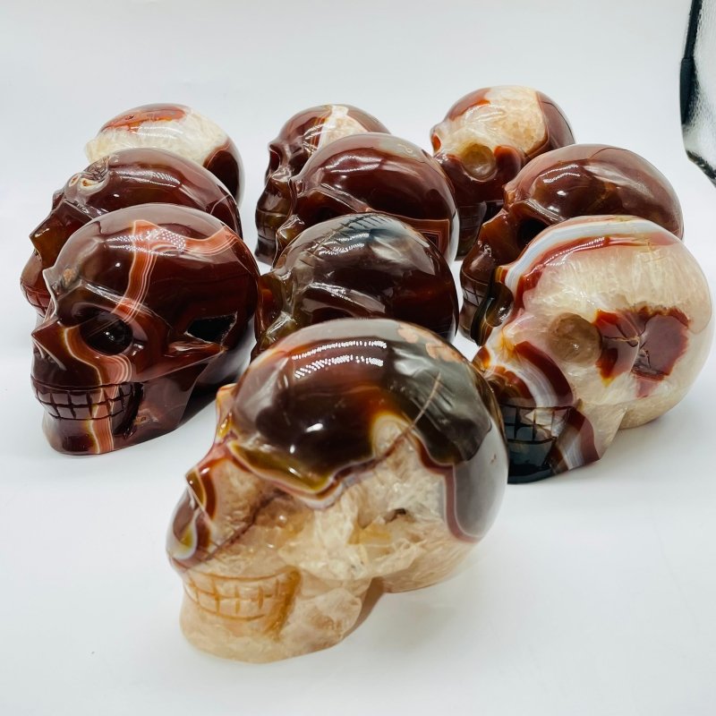 10 Pieces Carnelian Large Skull Carving -Wholesale Crystals