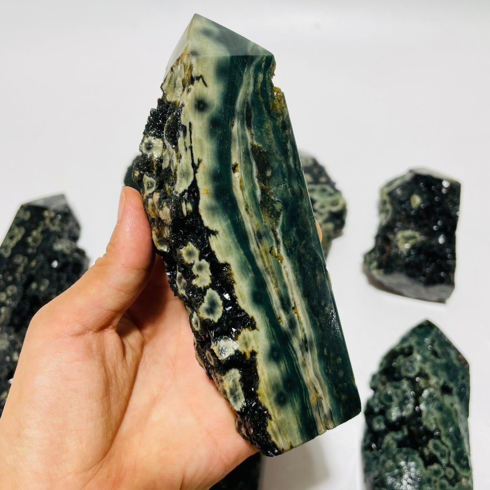 10 Pieces Green Sea Jasper Druzy Points -Wholesale Crystals