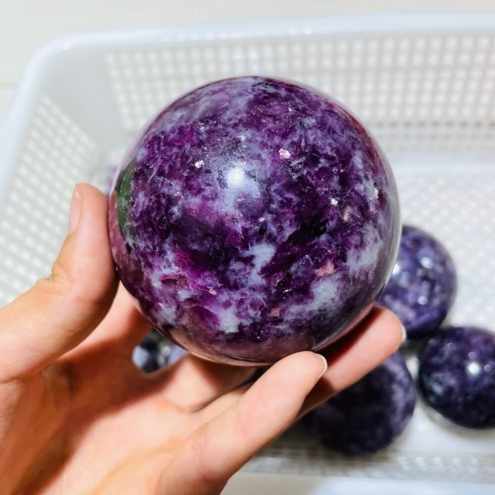 10 Pieces Spark Lepidolite Spheres -Wholesale Crystals