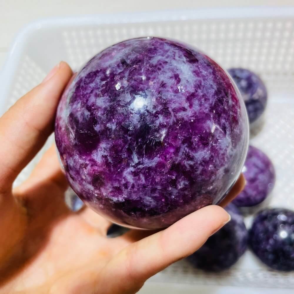 10 Pieces Spark Lepidolite Spheres -Wholesale Crystals