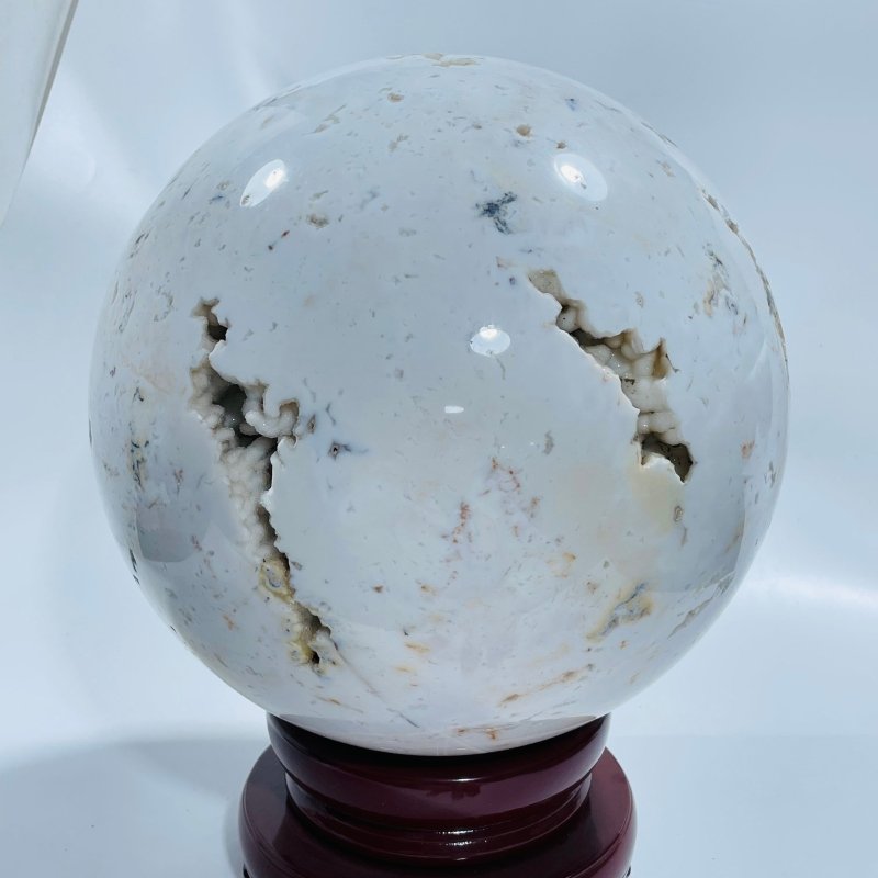 10.2inch Large White Rhyolite Geode Sphere - Wholesale Crystals