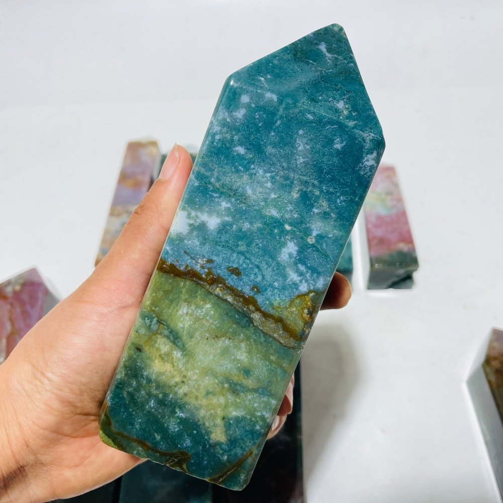 11 Pieces Colorful Ocean Jasper Four-Sided Tower Points -Wholesale Crystals