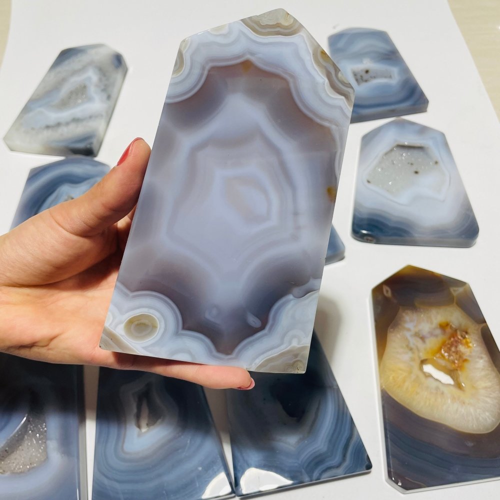 12 Pieces Agate Geode Druzy Tower Point Wholesale -Wholesale Crystals
