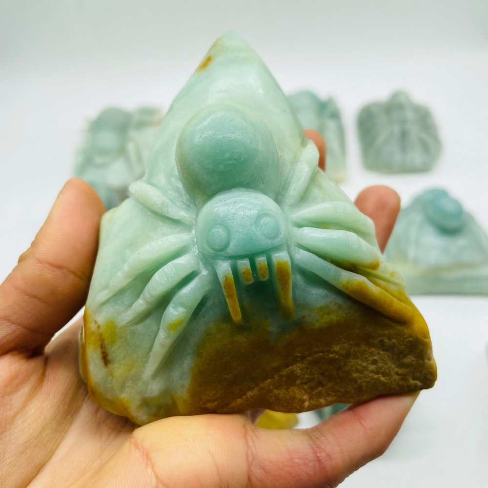 12 Pieces Caribbean Calcite Spider Carving -Wholesale Crystals
