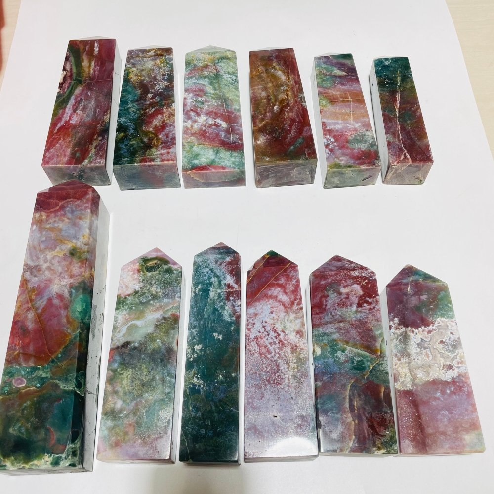 12 Pieces High Quality Ocean Jasper Four-Sided Tower Points -Wholesale Crystals