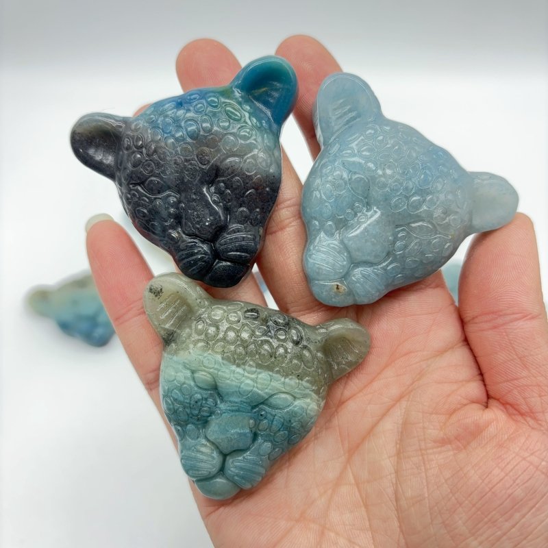 12 Pieces Trolleite Stone Leopard Head Crystal Carving -Wholesale Crystals