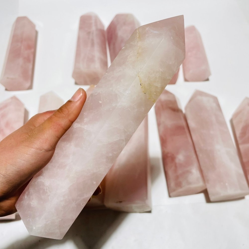 13 Pieces Large Rose Quartz Tower Points -Wholesale Crystals