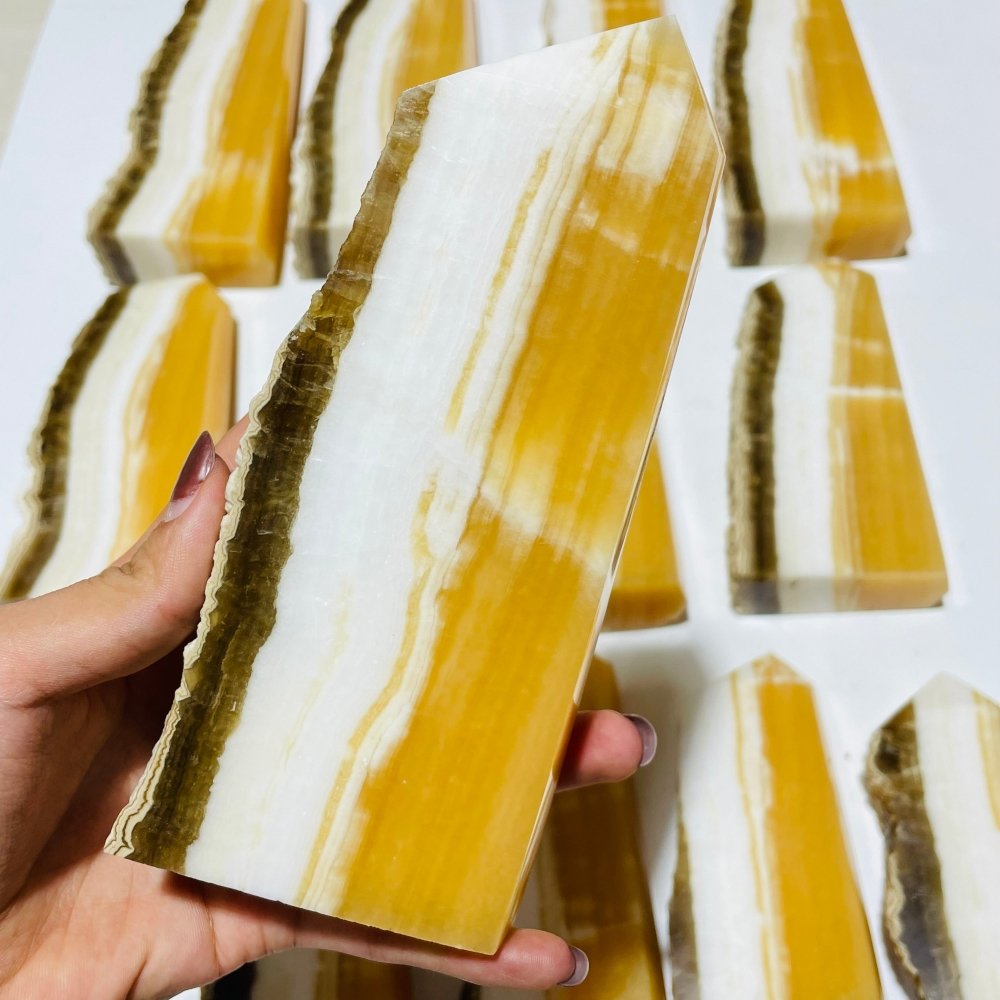 13 Pieces Large Yellow Calcite Tower Points -Wholesale Crystals