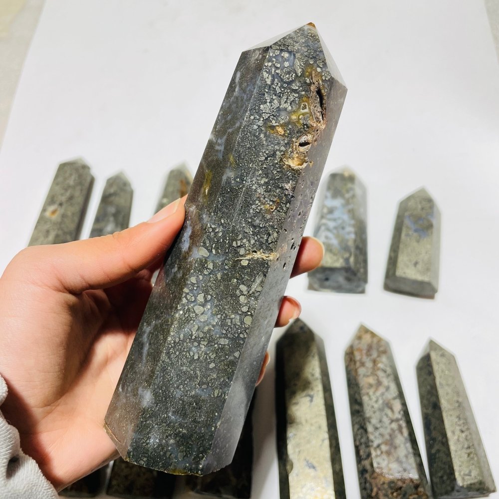 14 Pieces Natural Pyrite Flowers Mixed Agate Tower Point -Wholesale Crystals