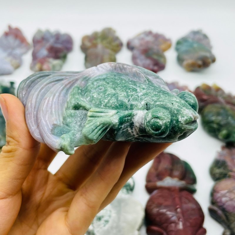 15 Pieces Ocean Jasper Beautiful Goldfish Carving -Wholesale Crystals